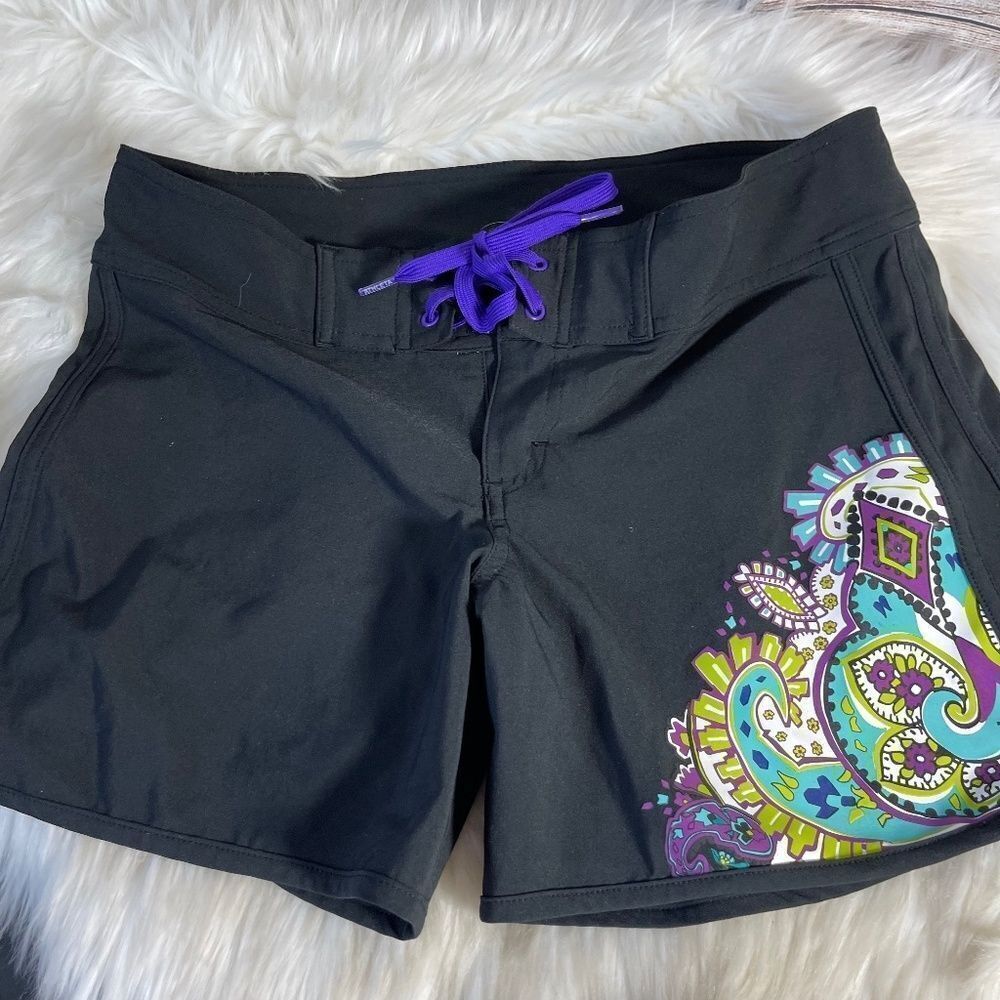 Athleta Black Print Activewear Shorts Sz 4